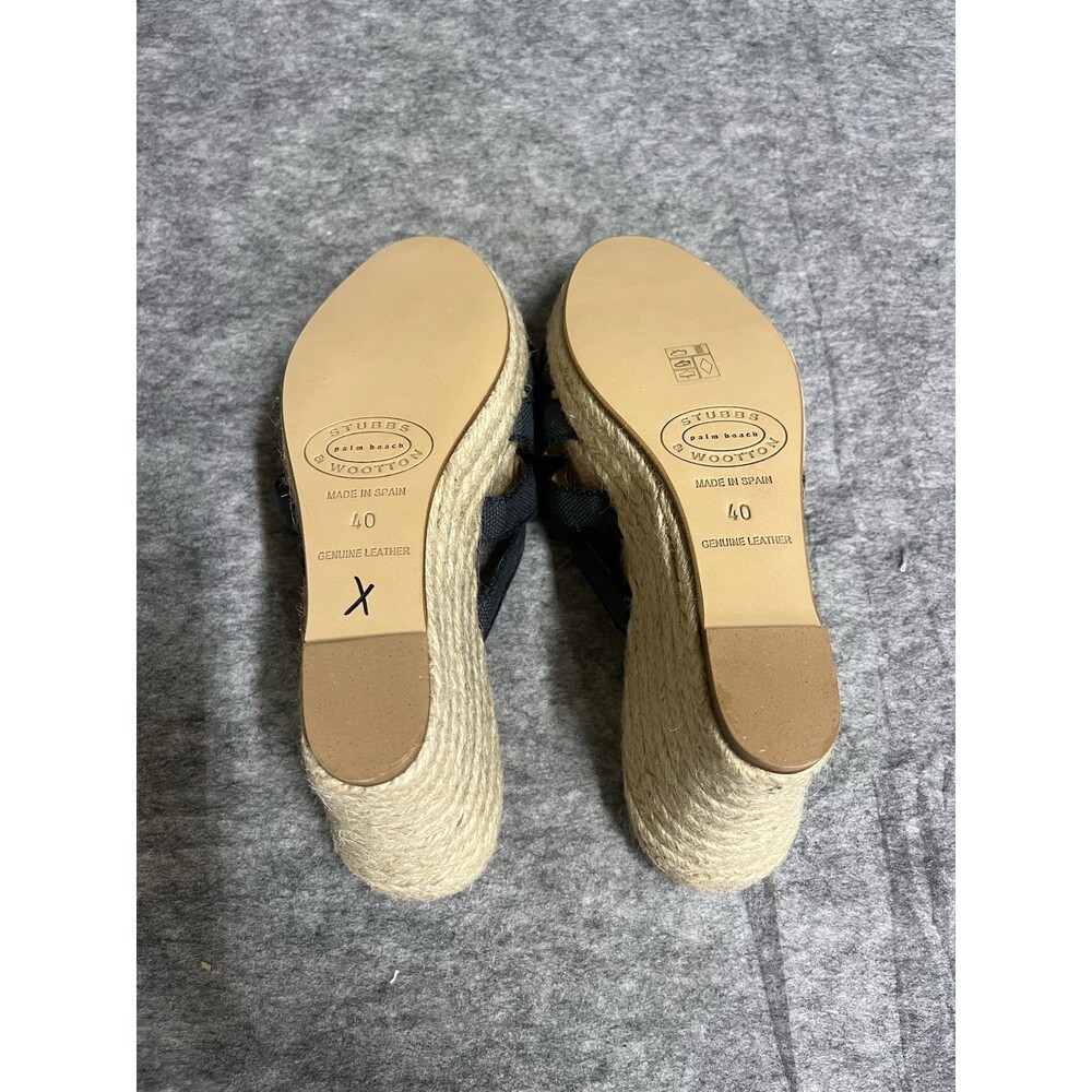 Stubbs Wooton Sandals Womens 10 Indigo Grace Espadrilles Wedges Rib Open Toe - Picture 9 of 10